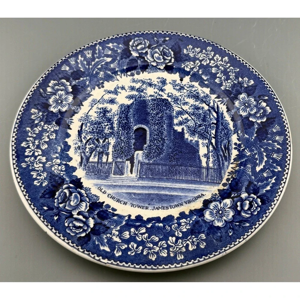 Vintage Jonroth Ceramic Plate Jamestown Virginia Old Church Tower 6 3/4